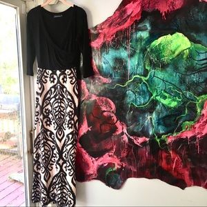 Zattcas Floor Length Black Tan Long Dress M Soft